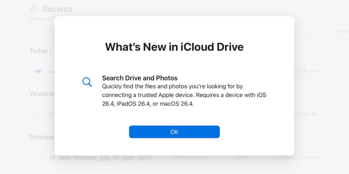 苹果 iOS 26.4 升级 iCloud 网页端：支持精准搜索照片与文件