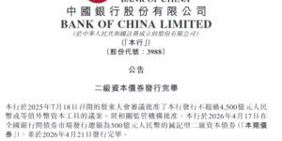中国银行完成500亿元二级资本债发行，票面利率1.97%