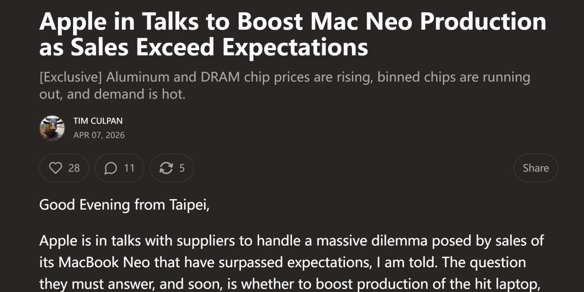 苹果上调2026年MacBook Neo产量目标，芯片供应成关键制约